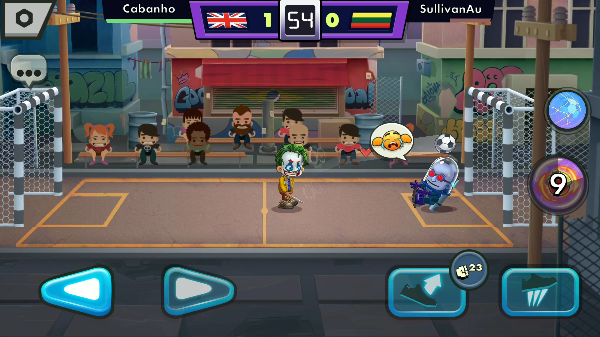 Street Football match with multiple action options